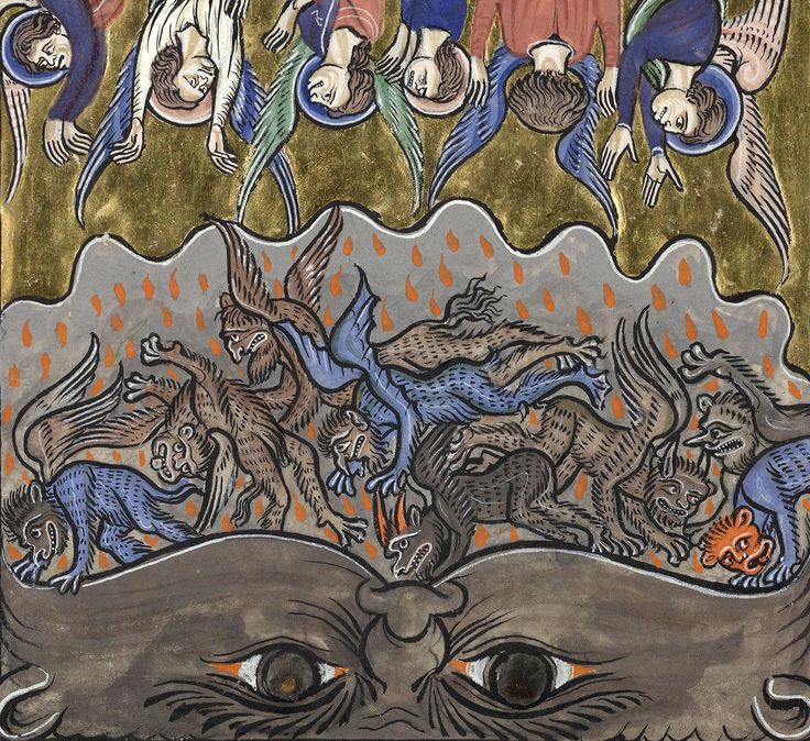 The Fall of the Rebel Angels, from the psalter of St. Louis and Blanche of Castile